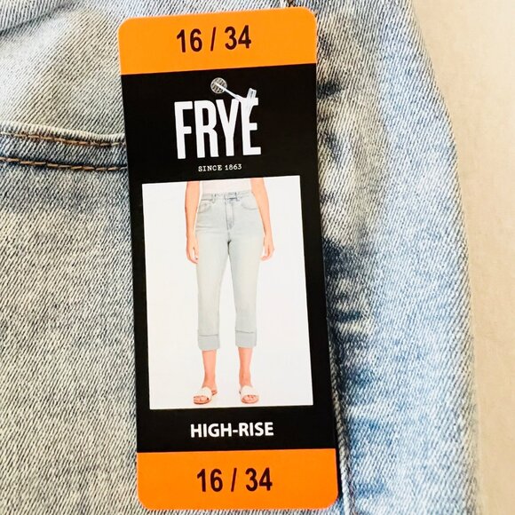 Frye Women's Stretch High-Rise Stevie Blue Cuffed Cropped Jeans Size 16/34 NWT - Picture 5 of 11
